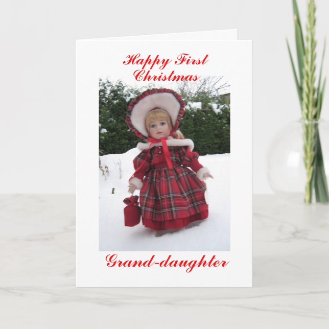 Happy first Christmas grand-daughter Holiday Card (Front)