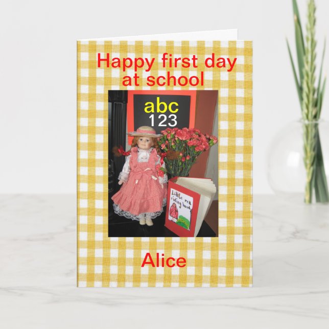 Happy first day at school alice card (Front)