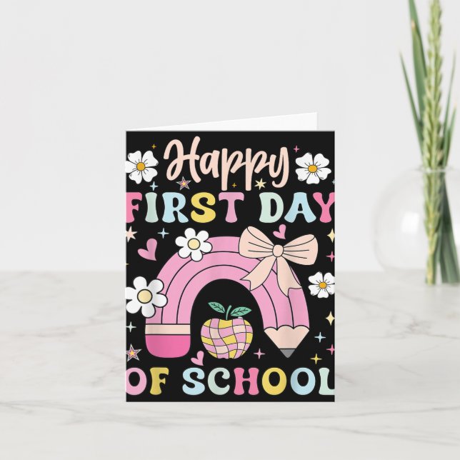 Happy First Day Back To School Pencil Teacher Girl Card (Front)