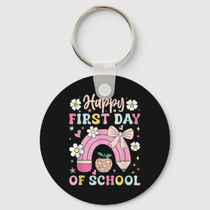 Happy First Day Back To School Pencil Teacher Girl Keychain
