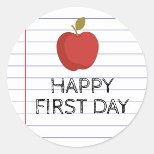 Happy First Day Back to School Teacher Apple Classic Round Sticker