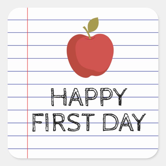 Happy First Day Back to School Teacher Apple  Square Sticker (Front)