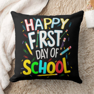 Happy First Day Back to School Throw Pillow