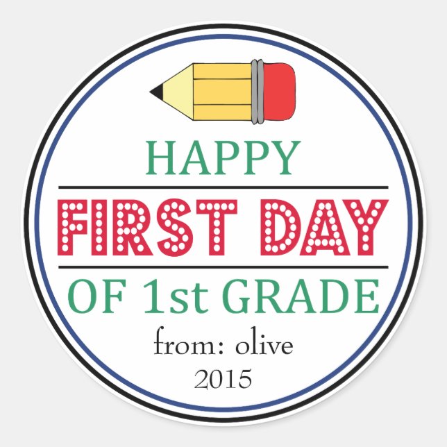 Happy First Day Of 1st Grade Pencil Sticker (Front)