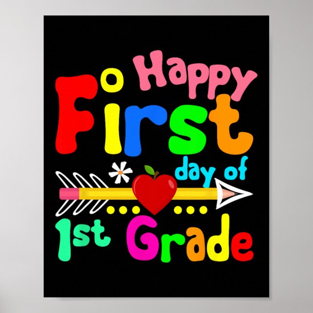 Happy First Day Of 1st Grade Teacher Student Back  Poster (Front)