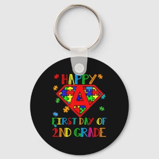 Happy First Day Of 2nd Grade Autism Awareness Teac Keychain