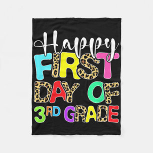 Happy First Day Of 3rd Grade Leopard Back To Schoo Fleece Blanket