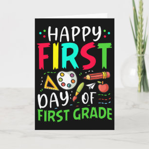 Happy First Day Of First Grade Boys Girls 1st Grad Card