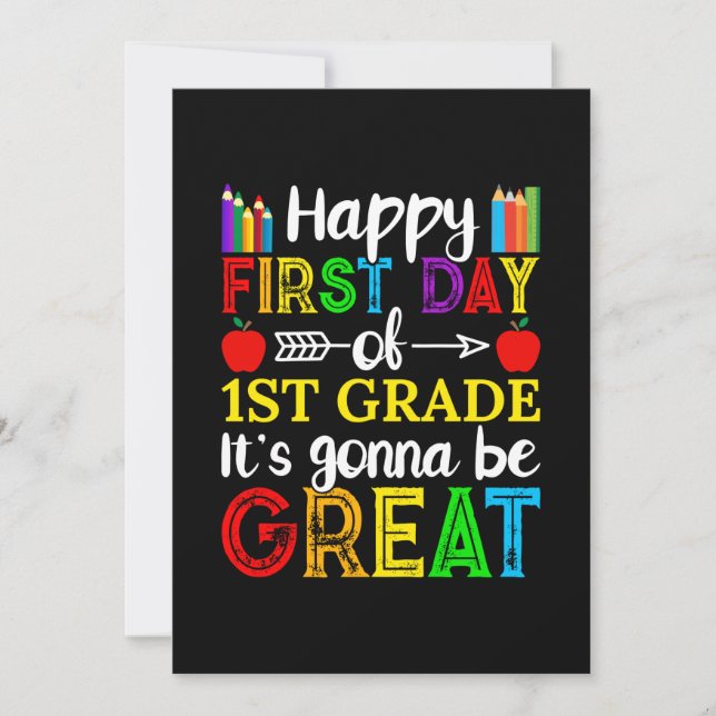Happy First Day Of First Grade Invitation (Front)