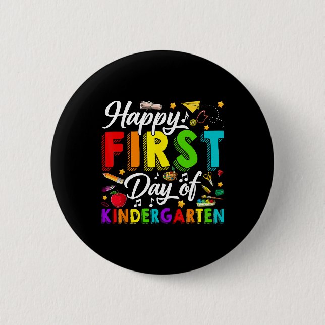 Happy First Day Of Kindergarten Back To School Boy 2 Inch Round Button (Front)