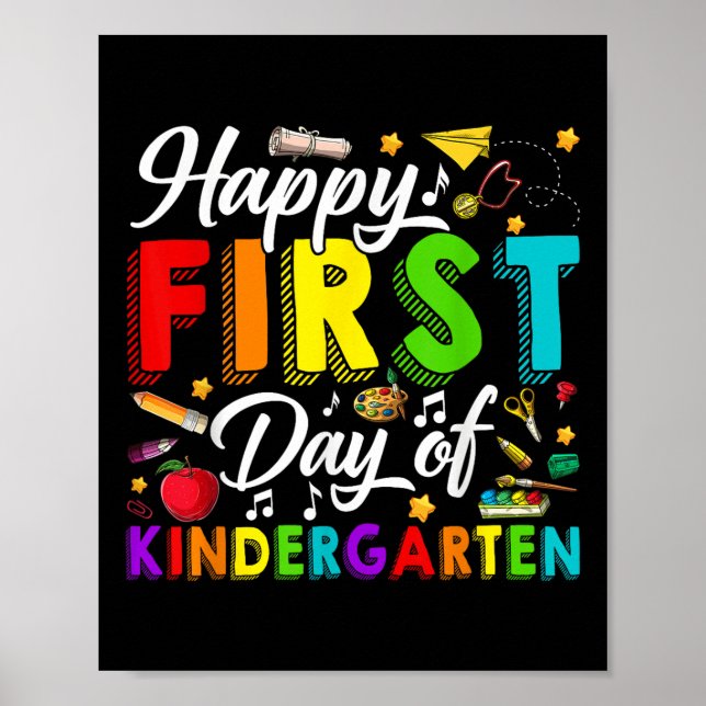 Happy First Day Of Kindergarten Back To School Boy Poster (Front)
