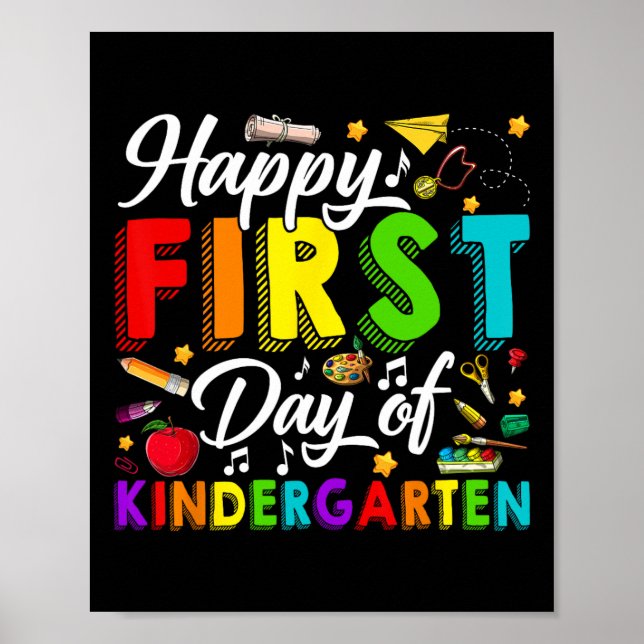Happy First Day Of Kindergarten Back To School Boy Poster (Front)