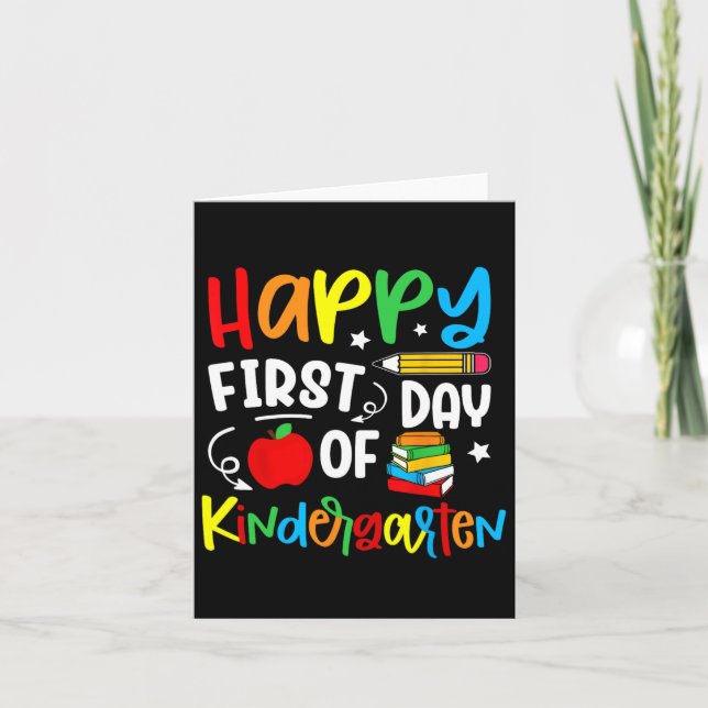 Happy First Day Of Kindergarten Back To School Tea Card (Front)