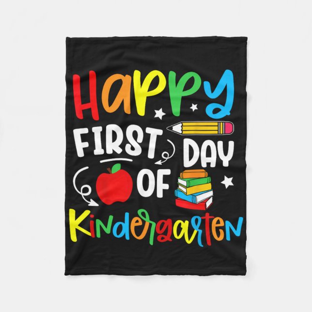 Happy First Day Of Kindergarten Back To School Tea Fleece Blanket (Front)