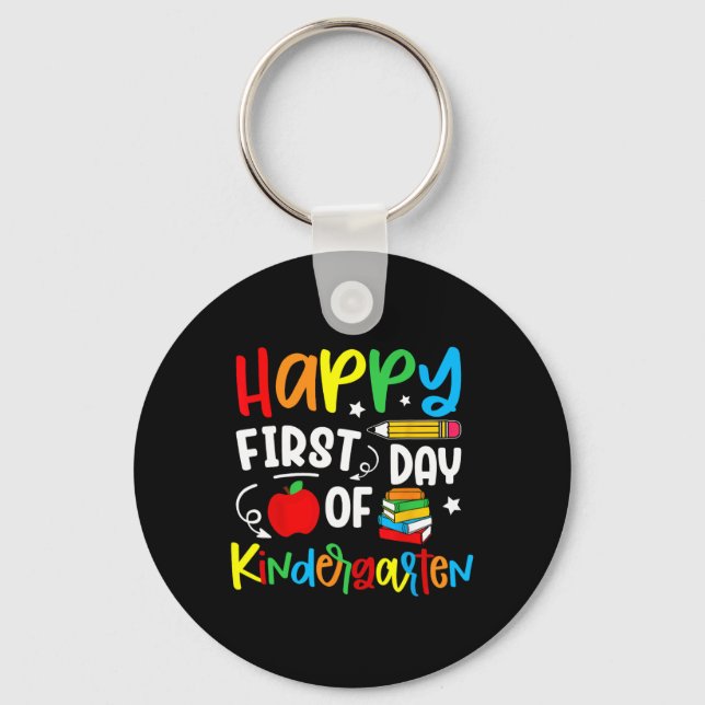 Happy First Day Of Kindergarten Back To School Tea Keychain (Front)