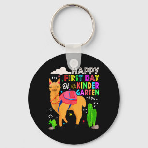 Happy First Day Of Kindergarten Llama Kids Back To Keychain