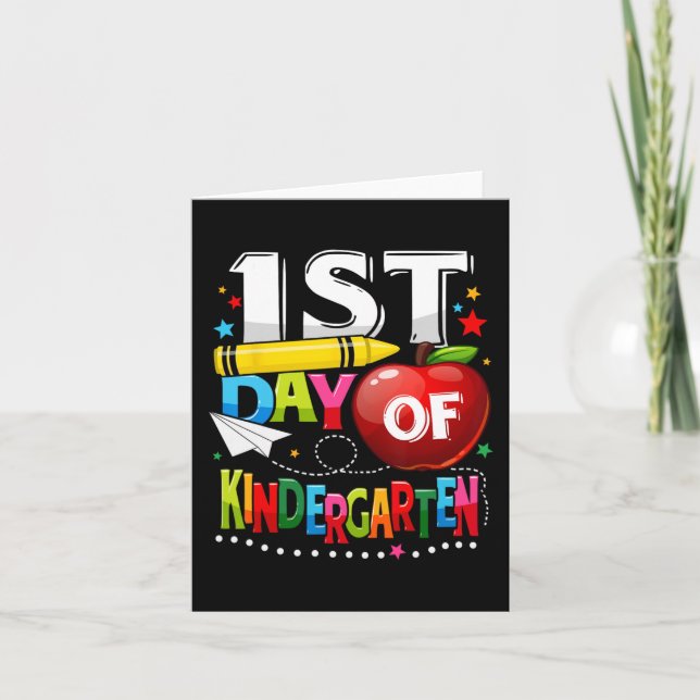 Happy First day of Kindergarten Teacher Fun Back T Card (Front)