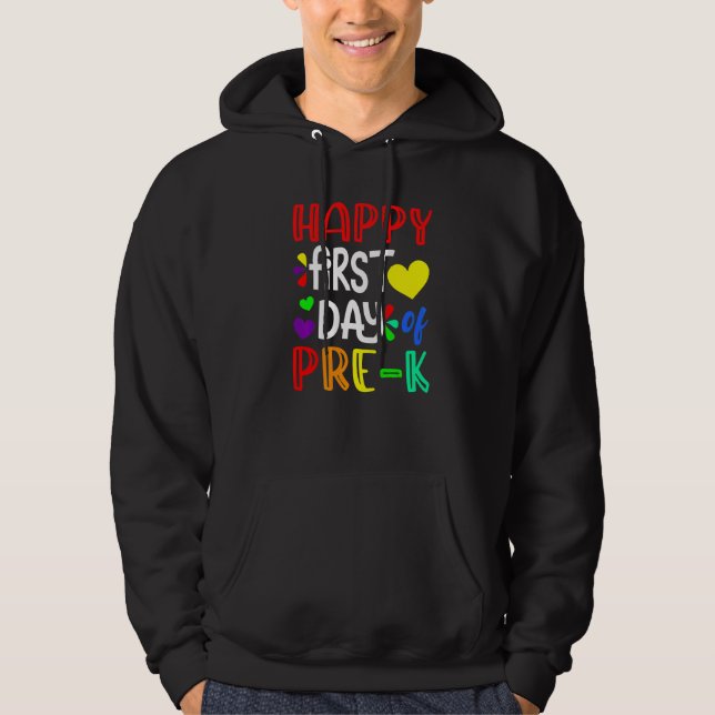 Happy First Day Of Pre K Cute Back To School Hoodie (Front)