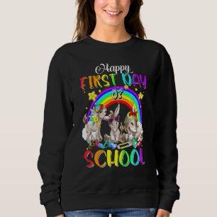 Happy First Day Of Schoo Donkeys Rainbow Back To S Sweatshirt