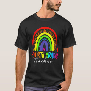 Happy First Day Of School 4th Grade Rainbow Teache T-Shirt