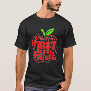 Happy First Day of School Apple Student Teacher Re T-Shirt