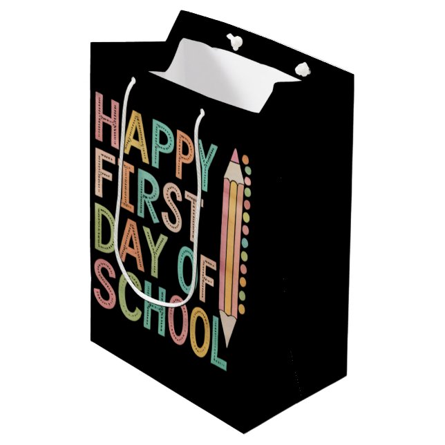 Happy First Day of School Back to School Medium Gift Bag (Front Angled)