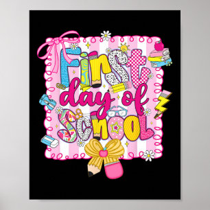 Happy First Day Of School Back To School Pencil Bo Poster