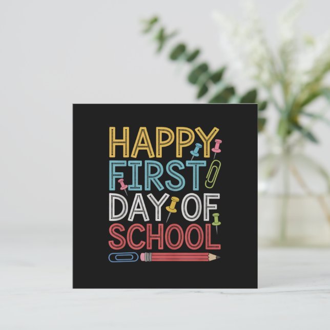 Happy First Day Of School Back To School  Thank You Card (Standing Front)