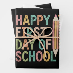 Happy First Day of School Back to School Wrapping Paper Sheet