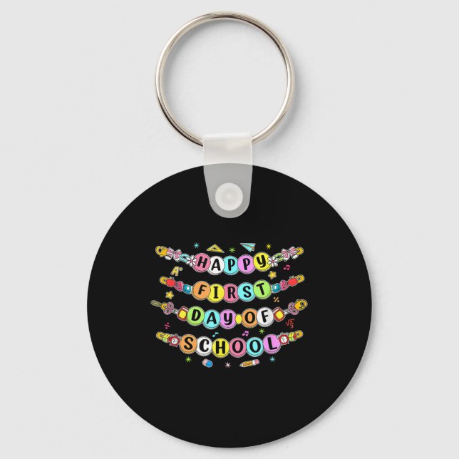 Happy First Day Of School Bracelet, Preppy Back To Keychain (Front)