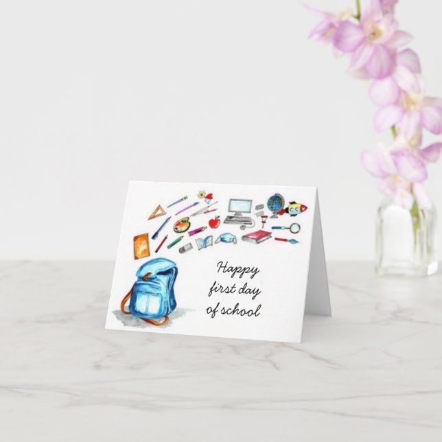 Happy first day of school card (Orchid)