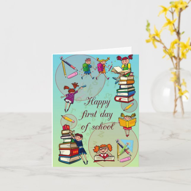 Happy first day of school card (Yellow Flower)