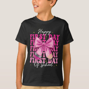 Happy First Day Of School Coquette Bow Girls Back T-Shirt
