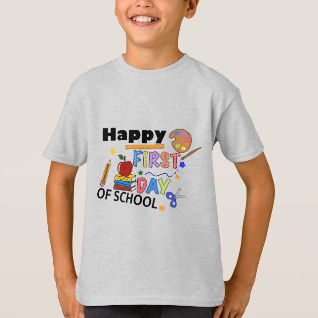 Happy First Day of School - Cute Back to School De T-Shirt (Front)