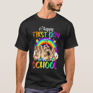 Happy First Day Of School Cute Otter Rainbow Back T-Shirt