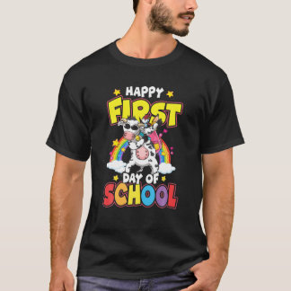 Happy First Day Of School Dabbing Cow Back To Scho T-Shirt