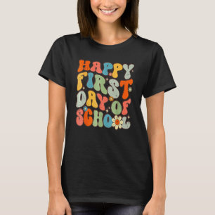 Happy First Day Of School Groovy Back To School Fl T-Shirt