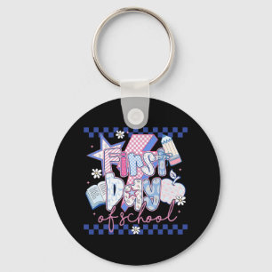 Happy First Day Of School Hello Teacher Kids Back  Keychain