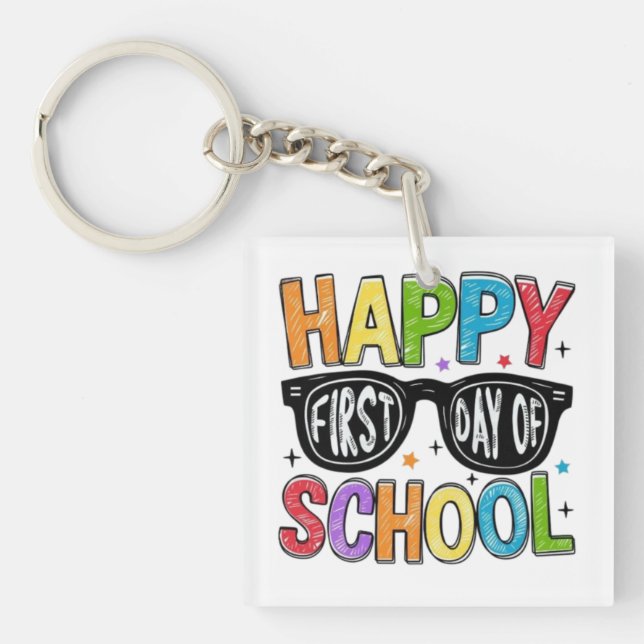 🌈📚 Happy First Day of School Keychain (Front)