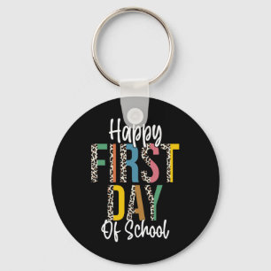 Happy First Day Of School Leopard Back To School T Keychain