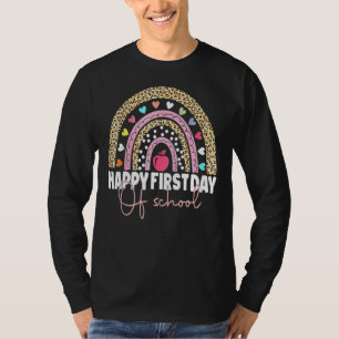 Happy First Day Of School Leopard Rainbow Back To T-Shirt