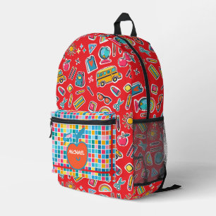 Happy First Day Of School Monogram Personalized Printed Backpack