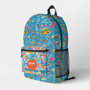 Happy First Day Of School Monogram Personalized Printed Backpack