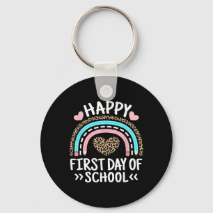 Happy First Day Of School Outfit Rainbow Teacher S Keychain