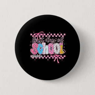 Happy First Day Of School Pencil Teacher Kids Back 2 Inch Round Button