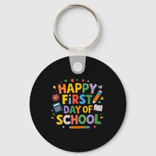 Happy First Day Of School Pencil Teacher Kids Back Keychain