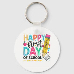 Happy First Day Of School Pencil Teacher Kids Back Keychain