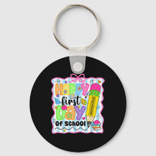 Happy First Day Of School Pencil Teacher Kids Back Keychain