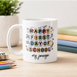 Happy First Day of School Personalized Name Coffee Mug