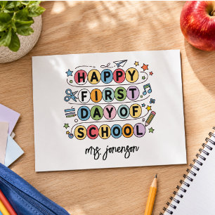 Happy First Day of School Personalized Name Holiday Postcard